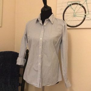 Gap blue/white striped tailored dress blouse